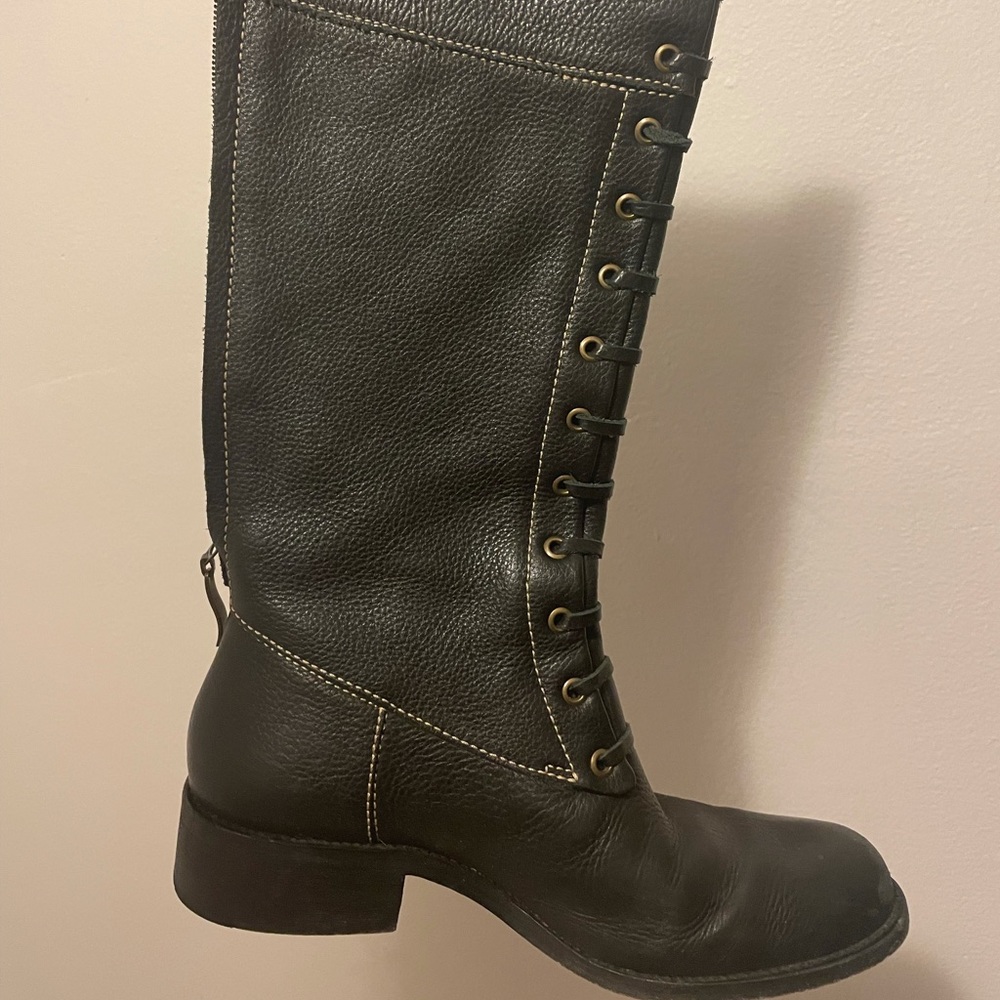 Tall black lace up boots